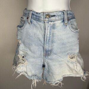 Abercrombie & Fitch Light Blue Distressed Jean Shorts